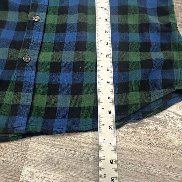 Eddie Bauer Flannel Shirt Black Green Mens L Gingham Check Button Up Autumn - Picture 8 of 10